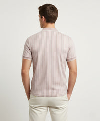 Textured Knit Zip Polo in Soft Mauve