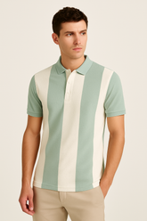 Fresh Stripe Polo Shirt – Mint Green & Ivory