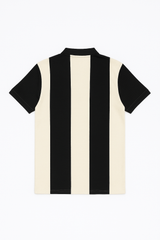 Classic Vertical Striped Polo Shirt – Black & Off-White