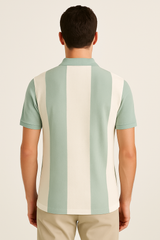 Fresh Stripe Polo Shirt – Mint Green & Ivory